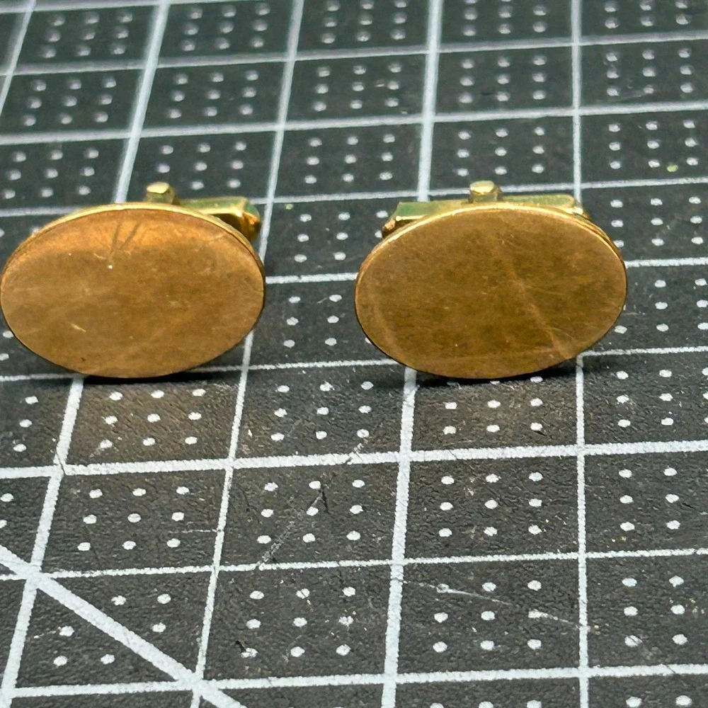 Vintage‎ 1/20 12K Gold Filled Oval Cufflinks Polished Toggle Back Mens Formal